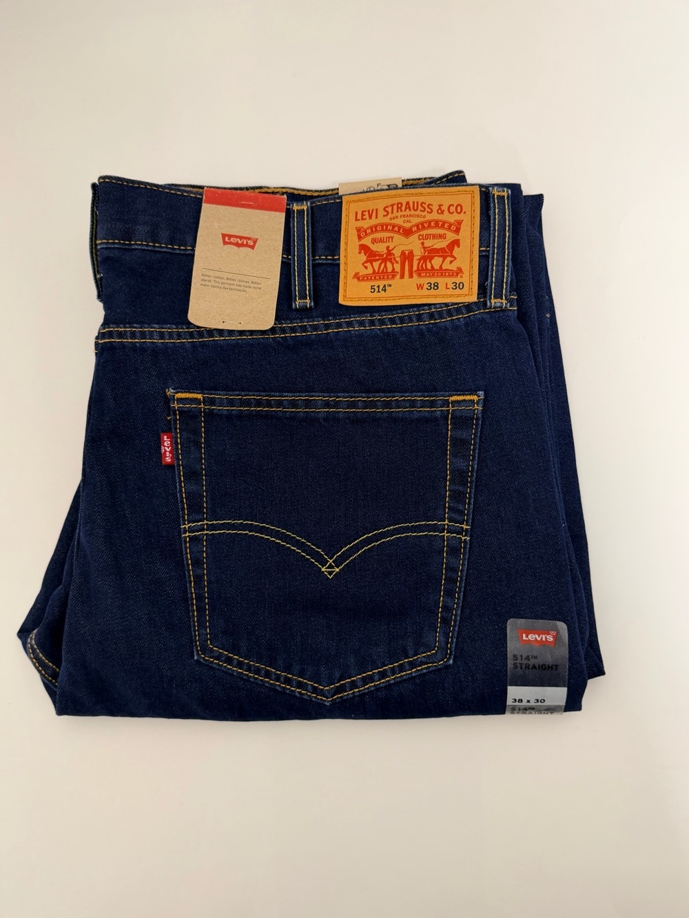 Levi’s 514 Men’s Straight Fit Jeans W38 L30 Dark Wash NWT - Picture 2 of 15